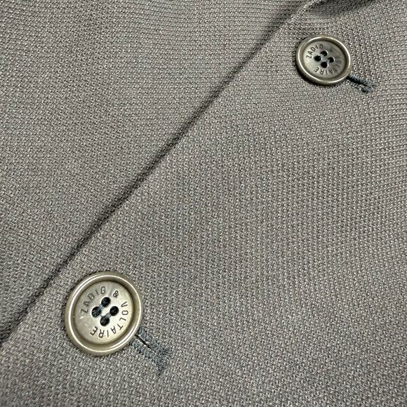 Zadig & Voltaire Veda Bis Deluxe Blazer Medium Gray Bug Rhinestone Jacket Preppy - Picture 5 of 15